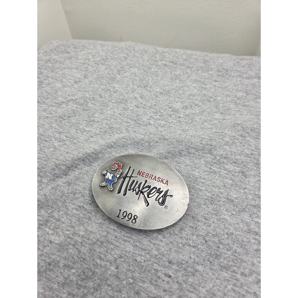 Vintage 1998 Nebraska Cornhuskers Football Solid Pewter Belt Buckle College NCAA